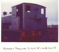 Andrew Barclay 0-4-0 loco n. 23. National Coal Board at Cardowan colliery, Stepps near Glasgow.<br><br>[Alistair MacKenzie 28/11/1981]