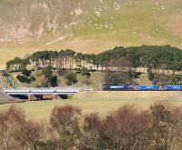 Northbound Tesco containers about to cross the Clyde at Crawford on 5 April 2007.<br><br>[John Furnevel 05/04/2007]