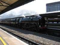 71000 Duke of Gloucester steams through Reading with the 1st leg of the 7 day <I>Great Britain</I> steam railtour.<br><br>[Michael Gibb 06/04/2007]
