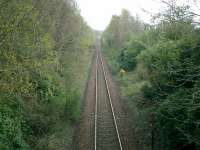West Highland Line, from bridge by Shandon Station site, looking NW.<br><br>[Alistair MacKenzie 17/04/2007]