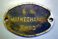 <b>The End</b>. BR maintenance ends sign located on CR Garnkirk extension at Germiston High Jn just before it passes under Garngad/Royston Rd.- was this a premonition? NB NBR also had a branch into Provan Gas Wks which the CR served.<br><br>[Alistair MacKenzie 10/12/1979]