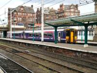 A First ScotRail service from Glasgow Central via Dumfries arriving at Carlisle on 18 April runs into bay platform 7.<br><br>[John Furnevel 18/04/2007]