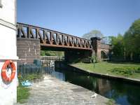 Caledonian Railway Lanarkshire and Dumbartonshire line bridge over Forth & Clyde Canal at Bowling.<br><br>[Alistair MacKenzie 02/05/2007]