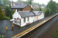 The station building at Thorntonhall in the pouring rain on the morning of 6 May 2007. View towards East Kilbride.<br><br>[John Furnevel 06/05/2007]