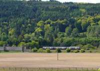 Dalguise Viaduct. A turbostar heads north past Craigvinean forest.<br><br>[Brian Forbes 15/05/2007]