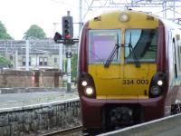 334003 pulling into Platform 2 of Paisley Gilmour Street with a Wemyss Bay service<br><br>[Graham Morgan 23/05/2007]