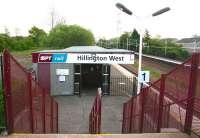 Scene at Hillington West on 20 May 2007. Entrance to the Glasgow bound platform from the station footbridge.<br><br>[John Furnevel 20/05/2007]