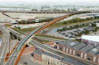 An artist's impression showing one of the proposals for the Ordsall Chord. See news item.<br><br>[Network Rail 20/11/2012]