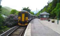 Train for Glasgow Queen Street about to leave Arrochar and Tarbet on 28 May 2007.<br><br>[John McIntyre 28/05/2007]