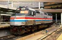 Amtrak diesel locomotive no 241 stands in one of the bay platforms at Boston South station on the morning of 15 October 1999.<br><br>[Bill Roberton 15/10/1999]