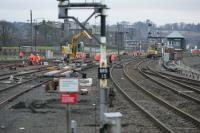 Track renewal and signaling alterations to the south of Montrose station.<br><br>[Duncan Ross 02/03/2007]