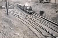 N.B.R. 0.6.0 64542 approaching Alloa on special working. [Railscot note: view looks west with harbour branch to left.]<br><br>[G H Robin collection by courtesy of the Mitchell Library, Glasgow 16/06/1951]