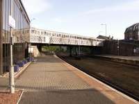 Despite losing much of the glory it had in steam days with the bay platforms and the through lines long gone, Larbert still retains a somewhat impressive air about it. View looks south .<br><br>[Paul D Kerr 27/06/2007]