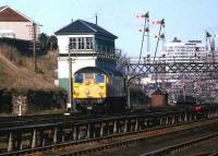 Class 26 passing Ferryhill box in 1974.<br><br>[John McIntyre //1974]