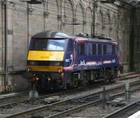 EWS 90021 in First ScotRail <I>Sleeper</I> livery stabled in the siding alongside the south wall at Waverley on 5 July 2007.<br><br>[John Furnevel 05/07/2007]