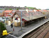 Platform side view over West Kilbride station in May 2007 looking northwest towards Largs. Work on conversion of the building to a restaurant continues. <br><br>[John Furnevel 17/05/2007]