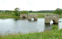 The piers of the viaduct that once carried the GNSR line over the River Spey.<br><br>[John Gray 13/07/2007]
