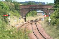 View north towards Stanley Junction and the start of the single line section on 12 July 2007. The signal box stands just beyond the bridge.<br><br>[John Furnevel 12/07/2007]