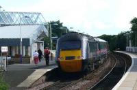 GNER 43306. <i>Fountains Abbey</i> at the rear of the 1639 express from Kirkcaldy leaves quietly and without smoke for Kings Cross. (New MTU engines). Apt name for a monastery?<br><br>[Brian Forbes 17/07/2007]
