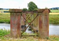 The remains of the Isla Viaduct on the Blairgowrie branch in July 2007. Surviving piers seen from the north bank of the river looking towards Coupar Angus.<br><br>[John Furnevel 12/07/2007]