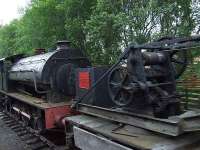 0-6-0 tank engine and recovery crane at the shed at Aviemore<br><br>[Graham Morgan 06/07/2007]