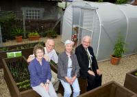 Photocall in the station garden at Wemyss Bay on 4 August. Left to right are Sheena and Bill Stevenson, Nancy Cameron and John Yellowlees.<br>
<br><br>[First ScotRail 04/08/2011]