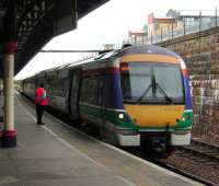 Dundee - Dyce train in old livery prepares to leave Dundee on 23 May. <br><br>[David Panton 23/05/2007]
