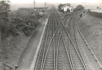Kirriemuir Junction. Looking West.<br><br>[G H Robin collection by courtesy of the Mitchell Library, Glasgow 20/07/1953]