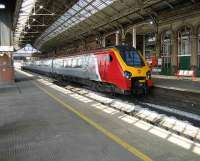 The 1545 Voyager to Motherwell stands at Preston on 8 April. <br><br>[John McIntyre 08/04/2007]