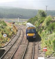 ScotRail 170429 northbound coming out of the sun about to run through Dalwhinnie station on 25 August 2007. [See image 36021]<br><br>[John Furnevel 25/08/2007]