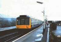 107432 in Rail Blue stands at Barrhead in October 1987.<br><br>[David Panton /10/1987]
