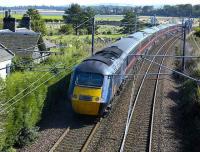 Kings Cross - Aberdeen HST passing the former station at East Fortune on 19 September.<br><br>[Bill Roberton 19/8/2007]