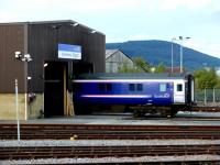 The Highland Sleeper does not run on a saturday evening. Here it is protruding from Inverness Depot.<br><br>[Brian Forbes 22/9/2007]