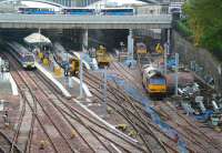 Scene at the west end on 12 October 2007. Track has now been relaid through northside platforms 10 & 11 although, as can be seen here, all 4 through platforms on the southside continue to be occupied by the engineer.<br><br>[John Furnevel 12/10/2007]