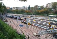 View from Waverley Bridge showing progress at the west end on 25 October 2007. Electrification masts have now been installed and the whole site is looking generally tidier.<br><br>[John Furnevel 25/10/2007]
