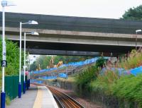 <I>The Rise of the Machines.</I> View towards Edinburgh on 7 October 2007 from the platform at Livingston North as plant and equipment being used in connection with the doubling of the Bathgate branch advances relentlessly towards the station.<br><br>[John Furnevel 07/10/2007]