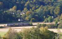 Dalguise in Highland Perthshire. The 1335 Edinburgh to Inverness is caught passing in harvest sun.<br><br>[Brian Forbes /10/2007]