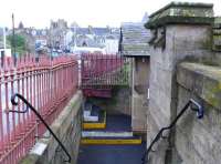 Entrance to southbound platform at Cupar. This is as it was built in 1847, with the steps and risers renewed. 160 years of inconveniance for the disabled.<br><br>[Brian Forbes //2007]