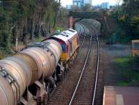 Empty tanks leaving Dalston on 18 April on the return trip to Grangemouth.<br><br>[Brian Smith 18/04/2007]