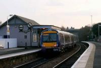A class 170 heading for Edinburgh Waverley at Inverkeithing on 14 December. The up platform repeater banner signals are for Inverkeithing South Junction. As the Rosyth Dockyard Branch is not in regular use the left signal is defunct. <br><br>[Brian Forbes 14/12/2007]