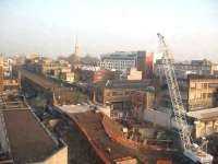 View over Kingsland viaduct on 19 December 2007, showing the recent installation of a replacement bridge, plus other ongoing civil engineering activity in connection with the East London Line extension.<br><br>[Michael Gibb 19/12/2007]