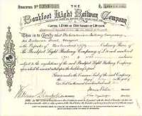 Share certificate - Bankfoot Light Railway - authorised 1898.<br><br>[Ian Dinmore //1898]