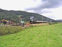 Train from Llangollen approaching the present terminus at Carrog in the summer of 2007.<br><br>[John Robin 22/07/2007]