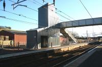 The new footbridge at Lockerbie - looking across to the southbound platform on 6 February. Something of a military feel about the structure?<br><br>[John Furnevel 06/02/2008]