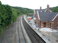 Kingsley and Froghall station under (re)construction. The new building is different from the original but a fine addition. View looks to Oakamoor.<br><br>[Ewan Crawford 11/07/2003]