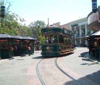A streetcar passing through Farmers Market, Los Angeles in April 2005.<br><br>[Brian Smith 19/04/2005]