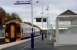 The hourly Edinburgh shuttle arrives beside the new platform furniture. The waiting room is to the right and the connecting buses beyond that. Eleven local connections are available.<br><br>[Brian Forbes /11/2007]