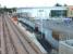 New Alloa Station seen on 11th November.View from the old Alloa Waggonway bridge, showing the through line on the left of the platform line. The new station building is seen near the ASDA supermarket. The sculpture is to the left of the supermarket windows to put it in perspective.<br><br>[Brian Forbes 11/11/2007]