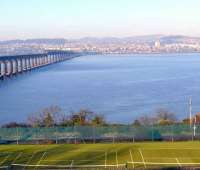 Looking north over the Wormit tennis courts and the River Tay to Dundee Law on 12 January.<br><br>[Brian Forbes 12/01/2008]