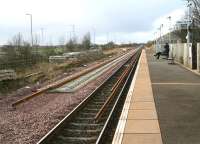 Standing on the platform at Gretna Green on 7 February looking west towards Annan, showing progress on the redoubling work taking place on this section.<br><br>[John Furnevel 07/02/2008]